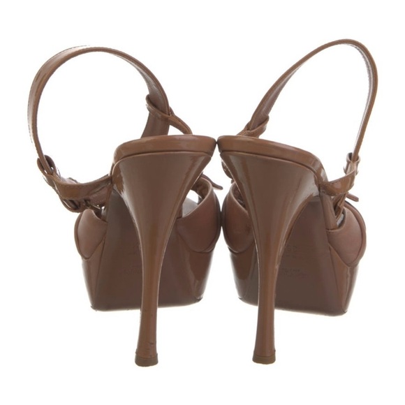 YSL YVES SAINT LAURENT POPPY PLATFORM NUDE SANDALS - Picture 4 of 5